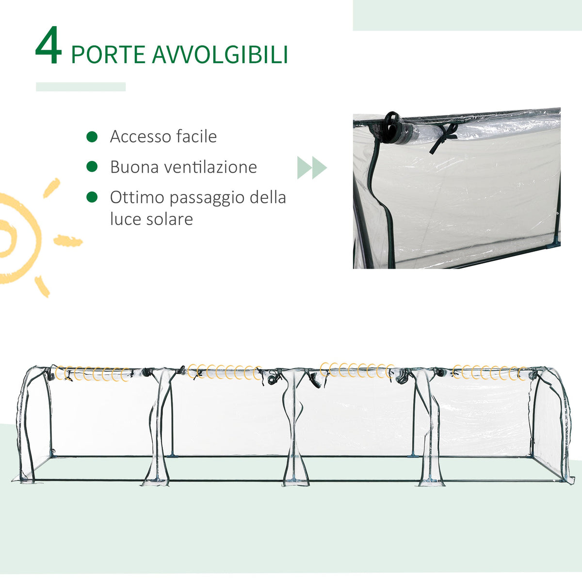 EasyComfort Tunnelkas staal en PVC, 395x100x80 cm