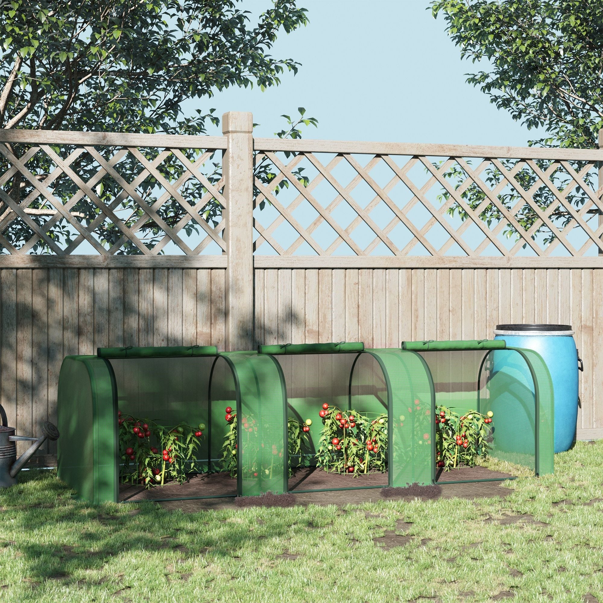 Easycomfort Serra da Giardino a Tunnel in Acciaio e Plastica PP with Porte Avvolgibili, 295x100x80 cm, Verde
