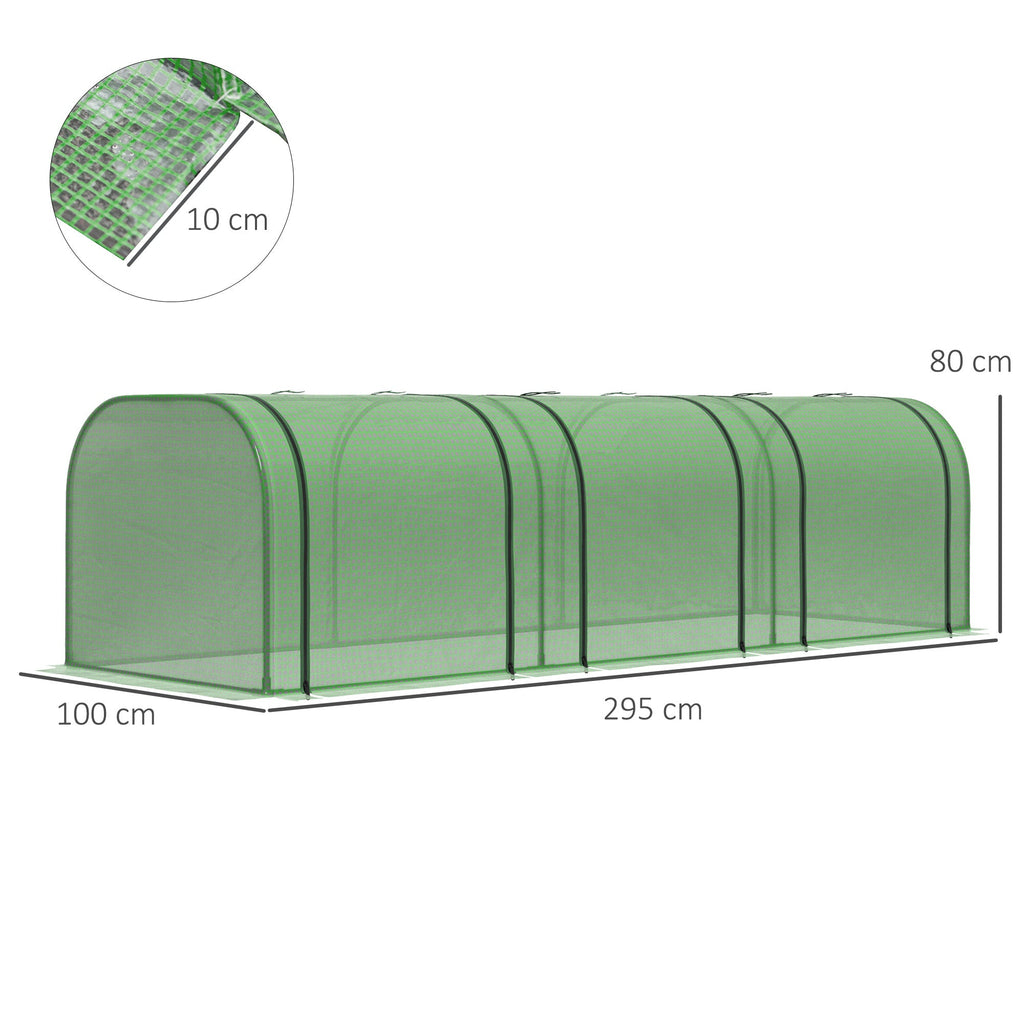 Easycomfort Serra da Giardino a Tunnel in Acciaio e Plastica PP with Porte Avvolgibili, 295x100x80 cm, Verde