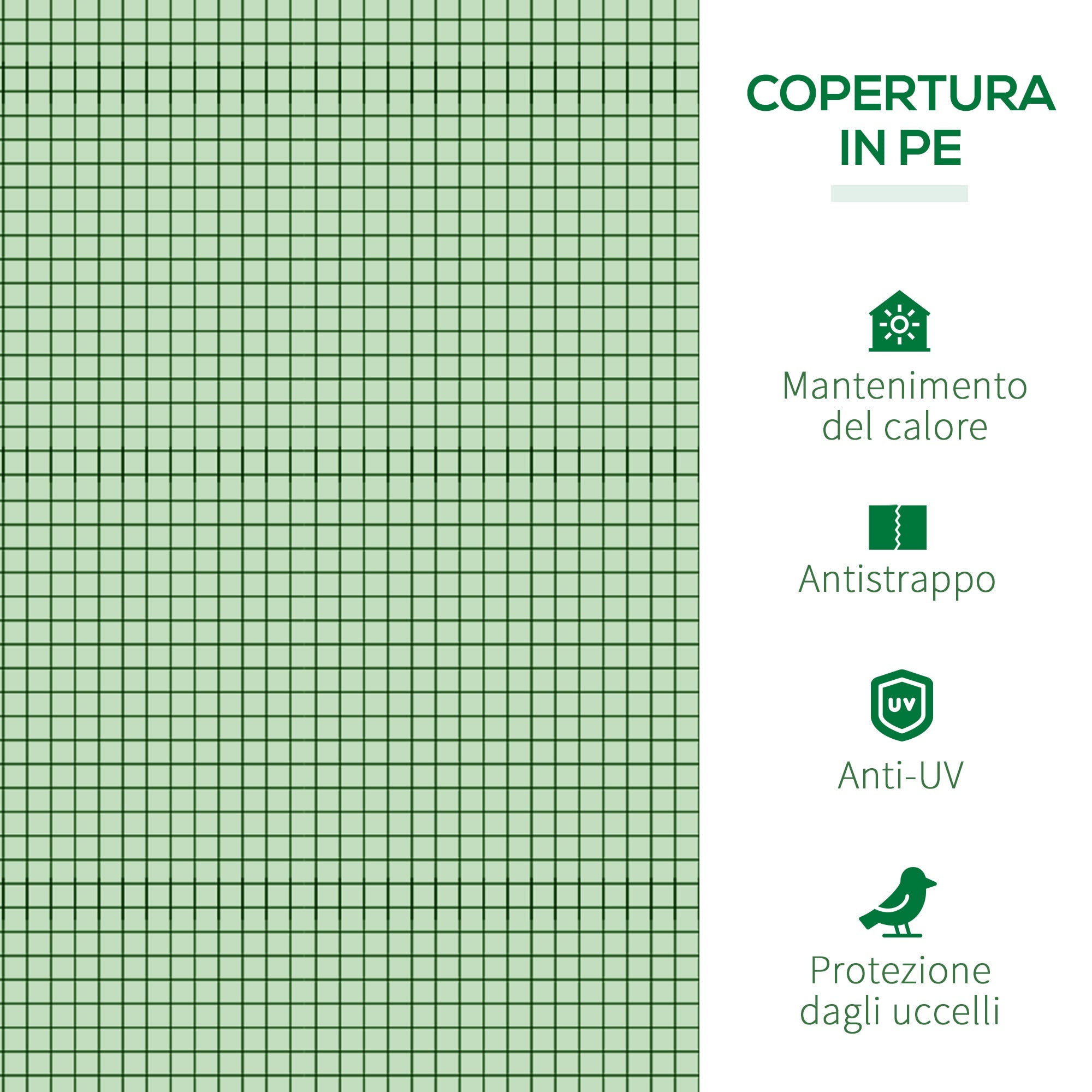Easycomfort Serra da Giardino a Tunnel in Acciaio e Plastica PP with Porte Avvolgibili, 295x100x80 cm, Verde
