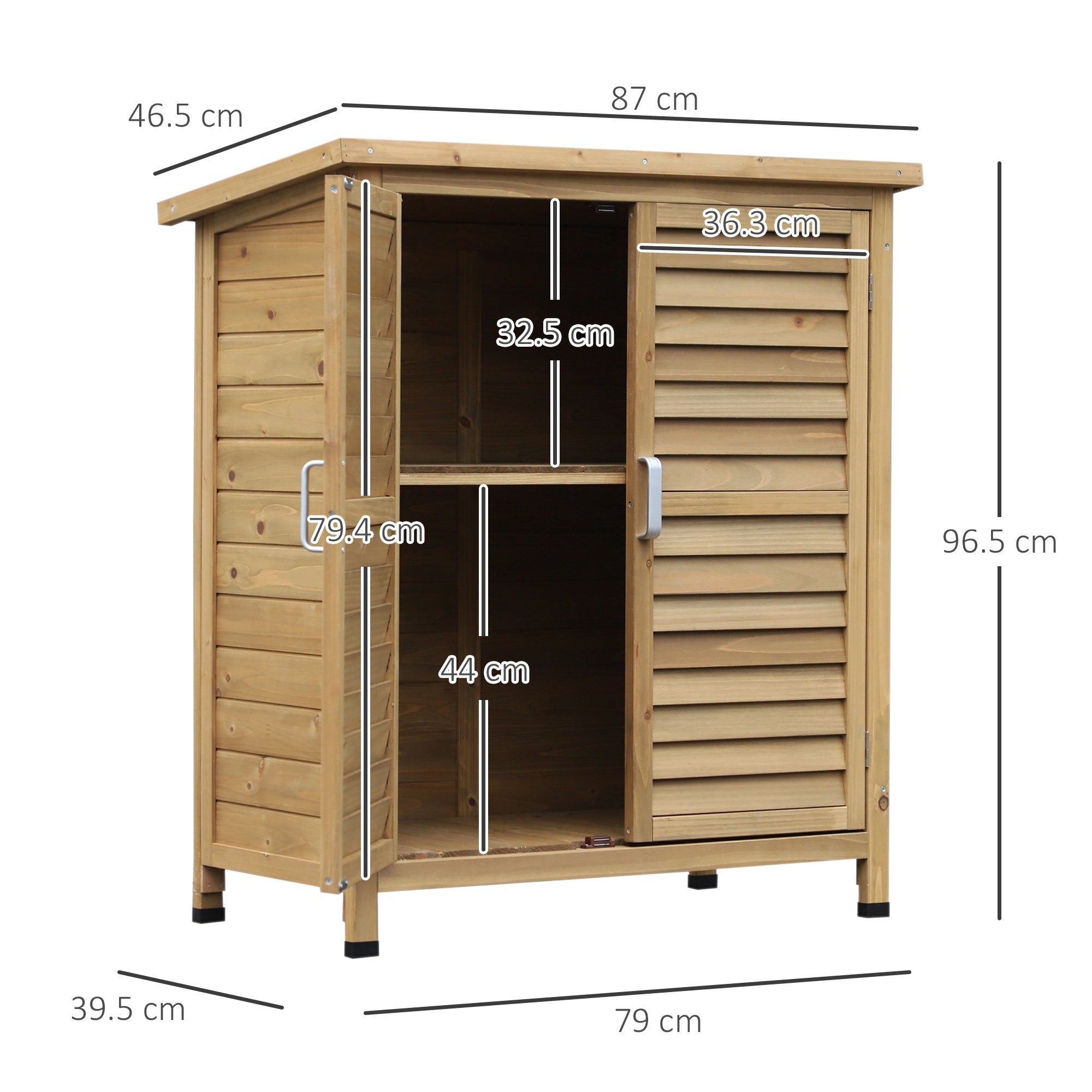 EASYCOMFORT Garden Shed in Fir Wood with Waterproof Bitumen Roof, 87x46.5x96.5cm
