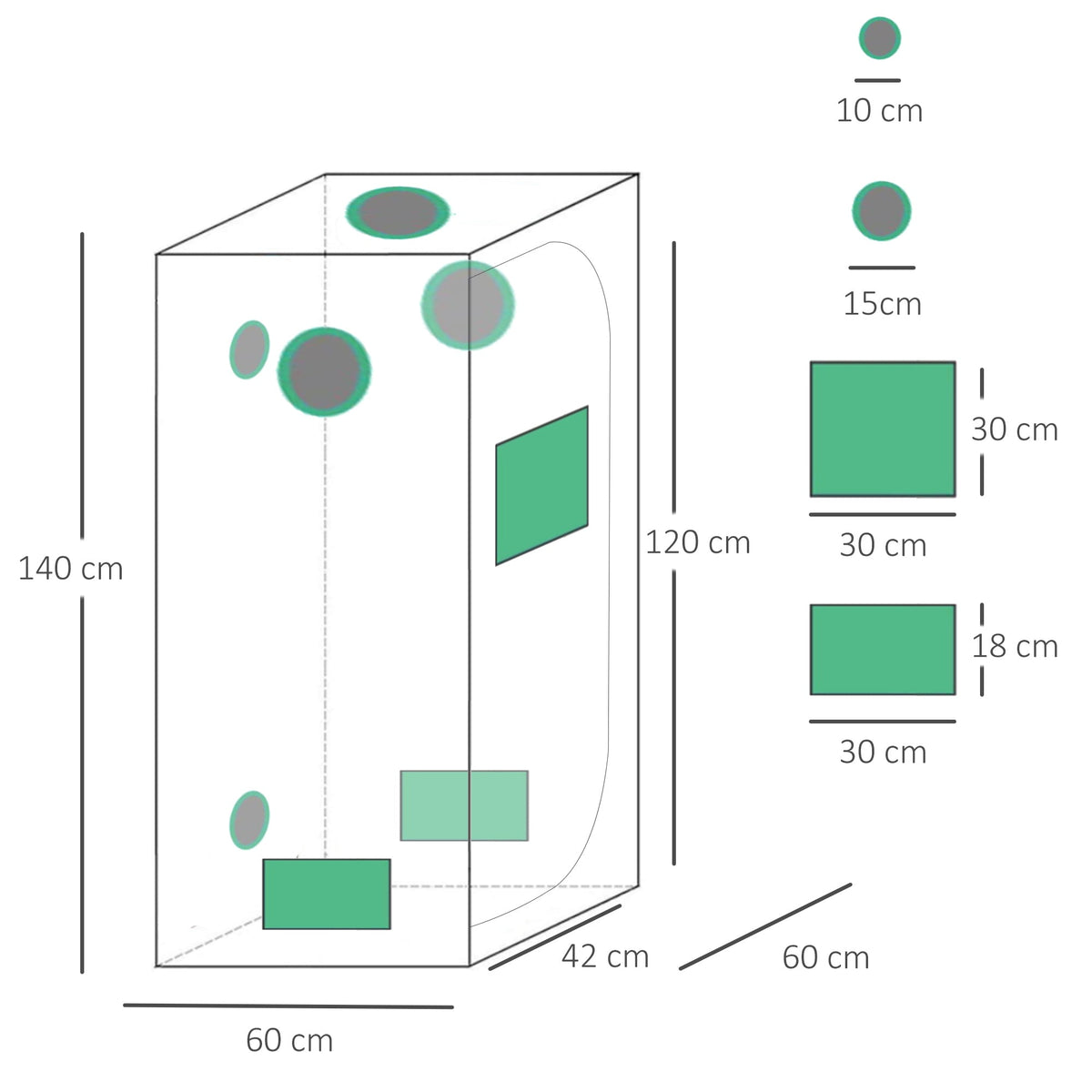 EasyComfort Hydroponische kweektent 60x60x140 cm - Mylar & Oxford 600D