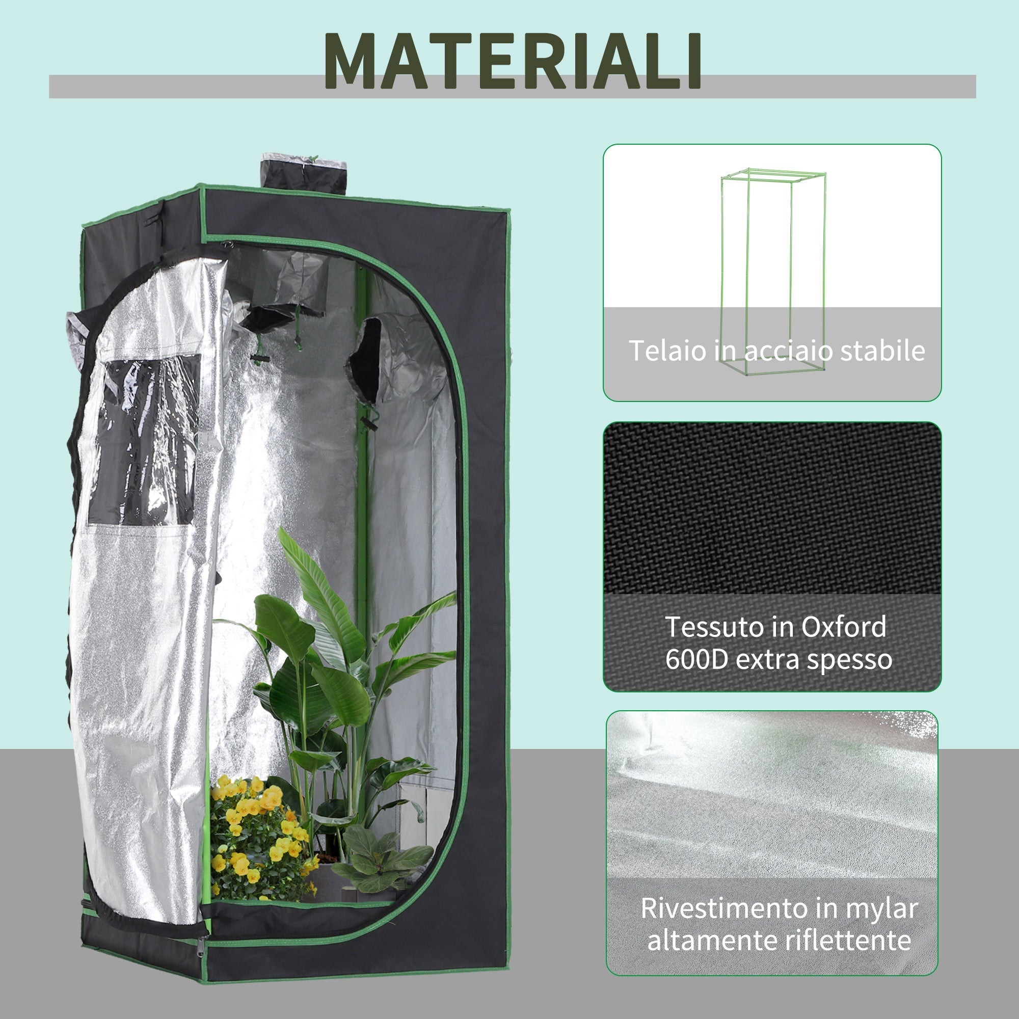 EasyComfort Hydroponische kweektent 60x60x140 cm - Mylar & Oxford 600D