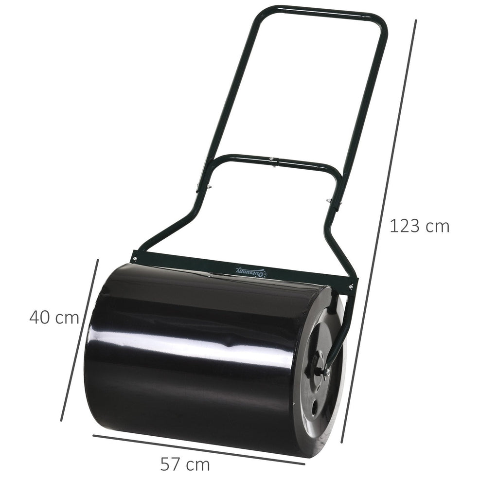 EASYCOMFORT Garden Roller in Black Metal Tank 60 L ?50 cm