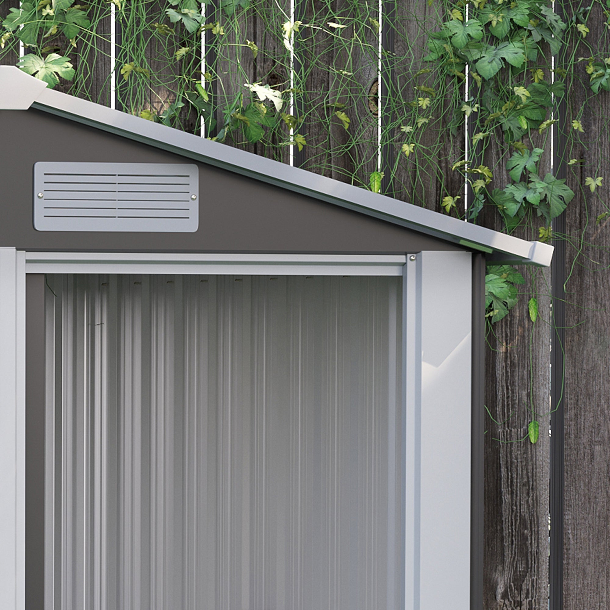 EASYCOMFORT Garden Shed for Tools in Steel, Sloped Roof and 4 Air Intakes, 152x132x188cm