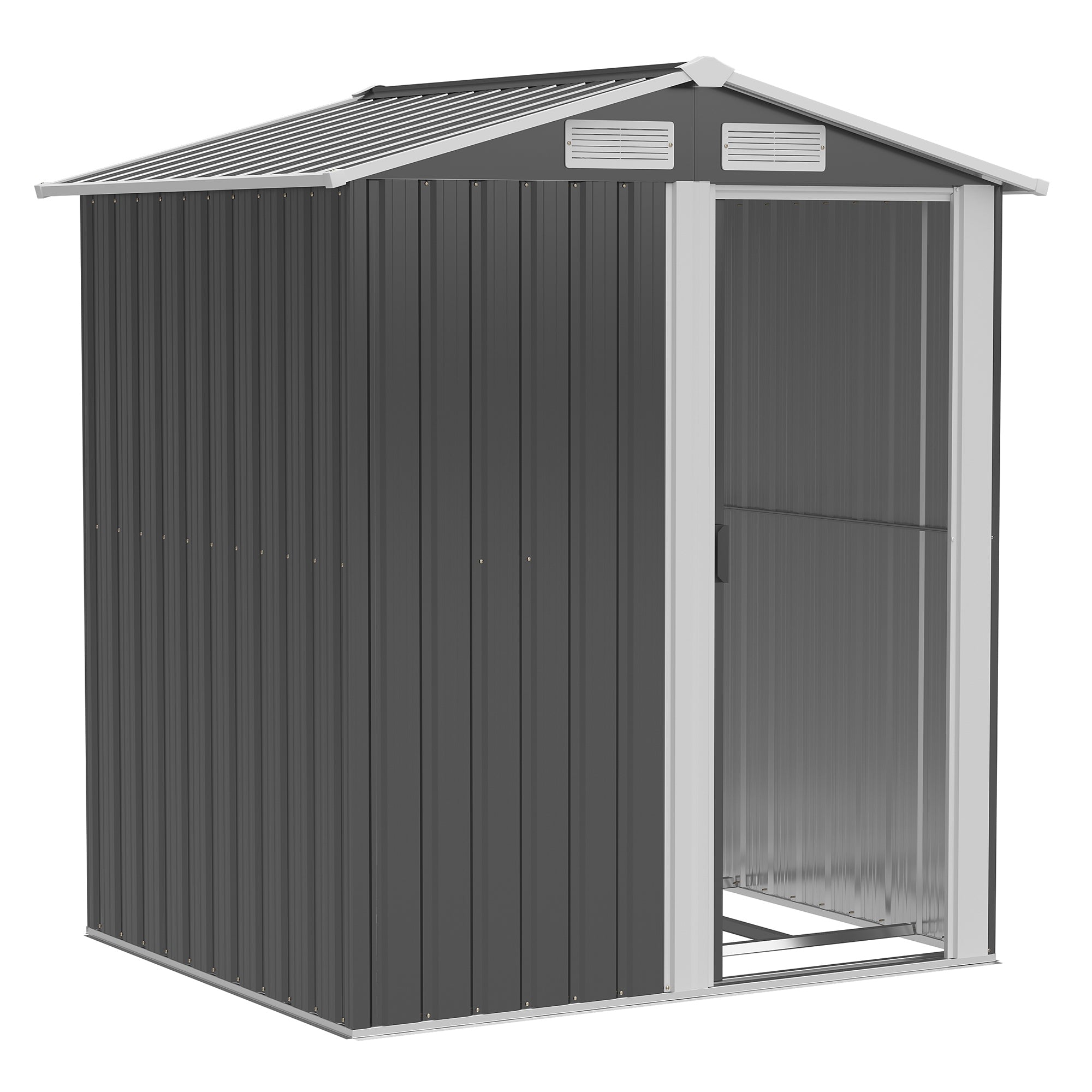 EASYCOMFORT Garden Shed for Tools in Steel, Sloped Roof and 4 Air Intakes, 152x132x188cm