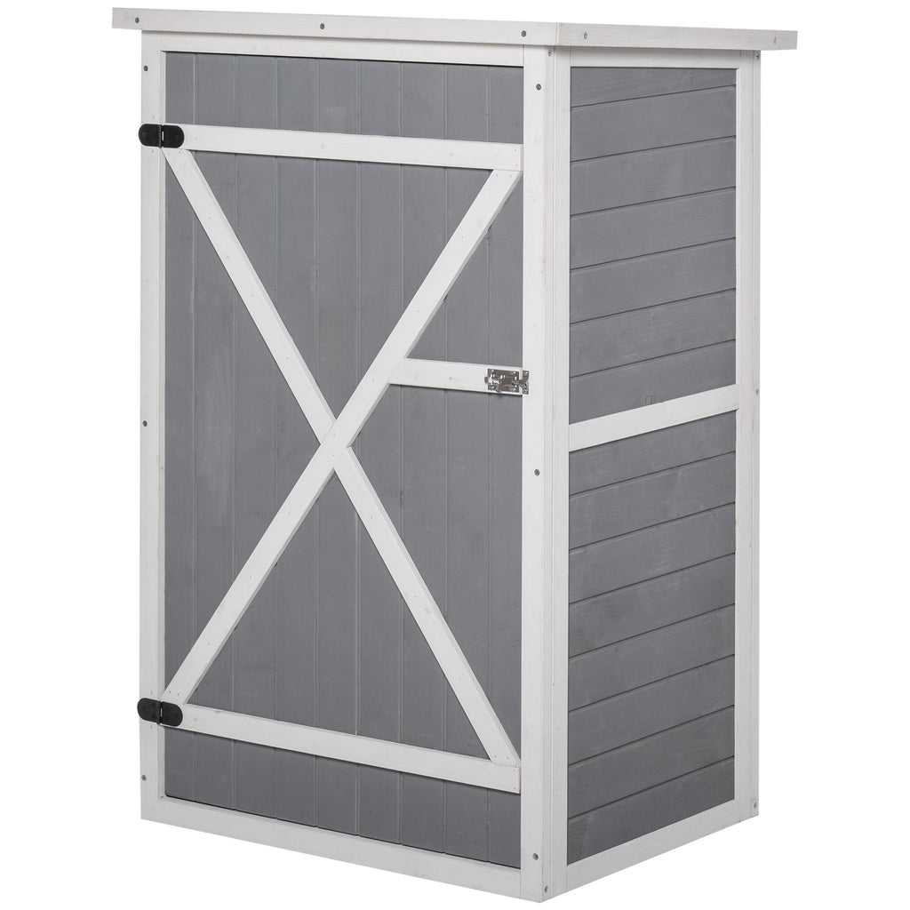 EASYCOMFORT Wooden Garden Shed with Waterproof Roof, Outdoor Tool Cabinet with 2 Shelves, 75x56x115cm