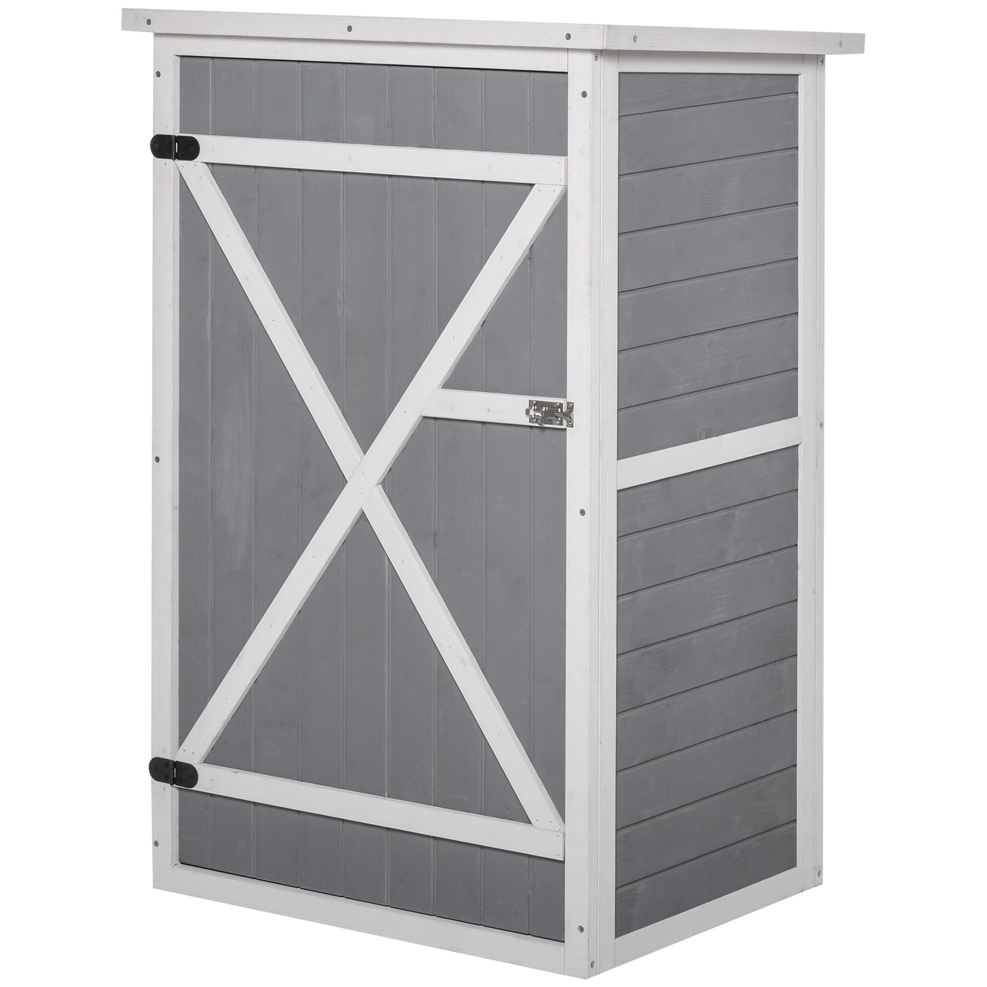 EASYCOMFORT Wooden Garden Shed with Waterproof Roof, Outdoor Tool Cabinet with 2 Shelves, 75x56x115cm