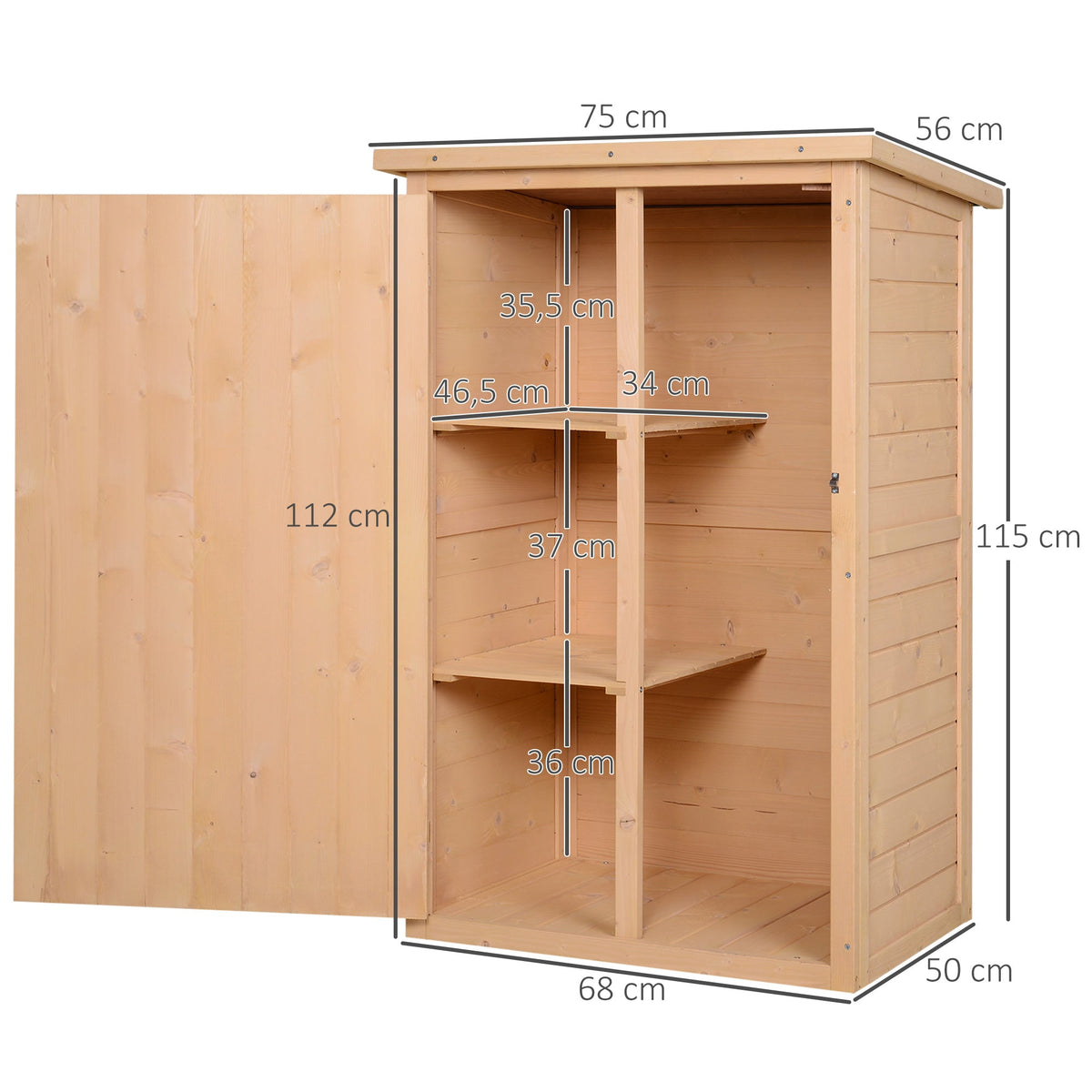EASYCOMFORT Tuinhuisje van vurenhout 75x56x115 cm