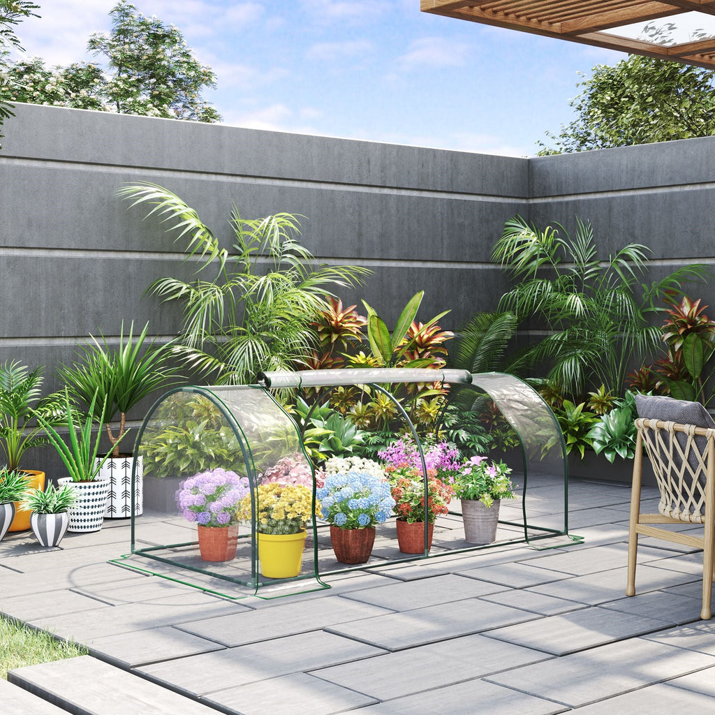 EASYCOMFORT Tunnelkas staal met PVC 200x100x80 cm transparant/groen
