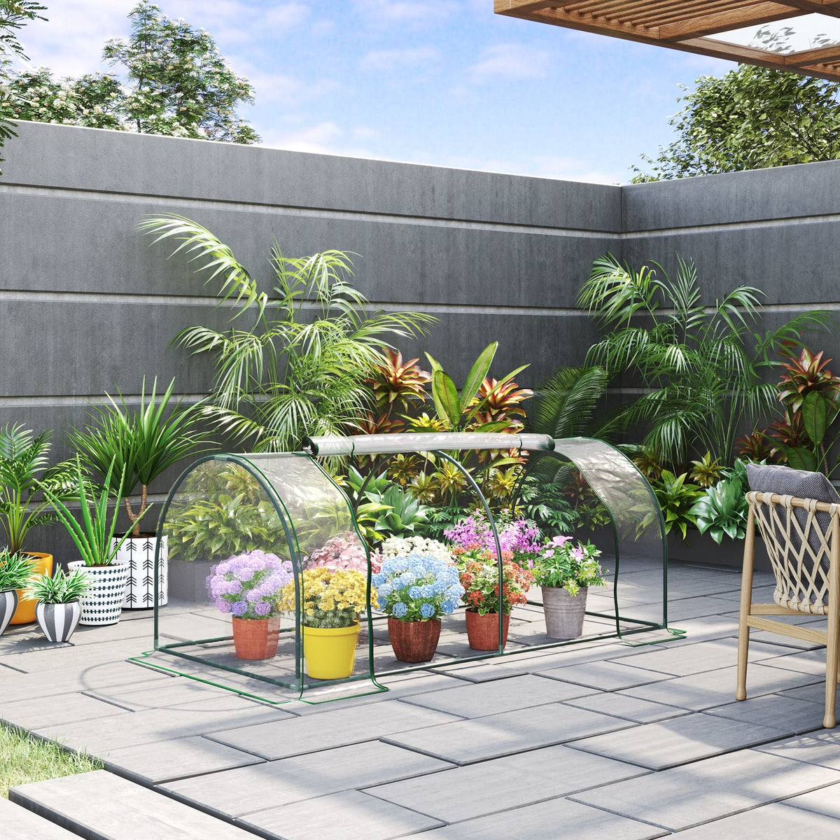 EASYCOMFORT Tunnelkas staal met PVC 200x100x80 cm transparant/groen