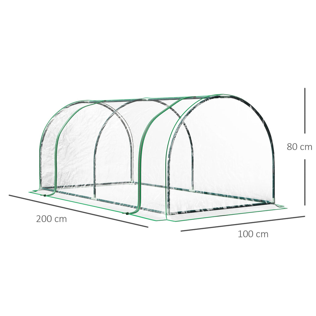 EASYCOMFORT Tunnelkas staal met PVC 200x100x80 cm transparant/groen