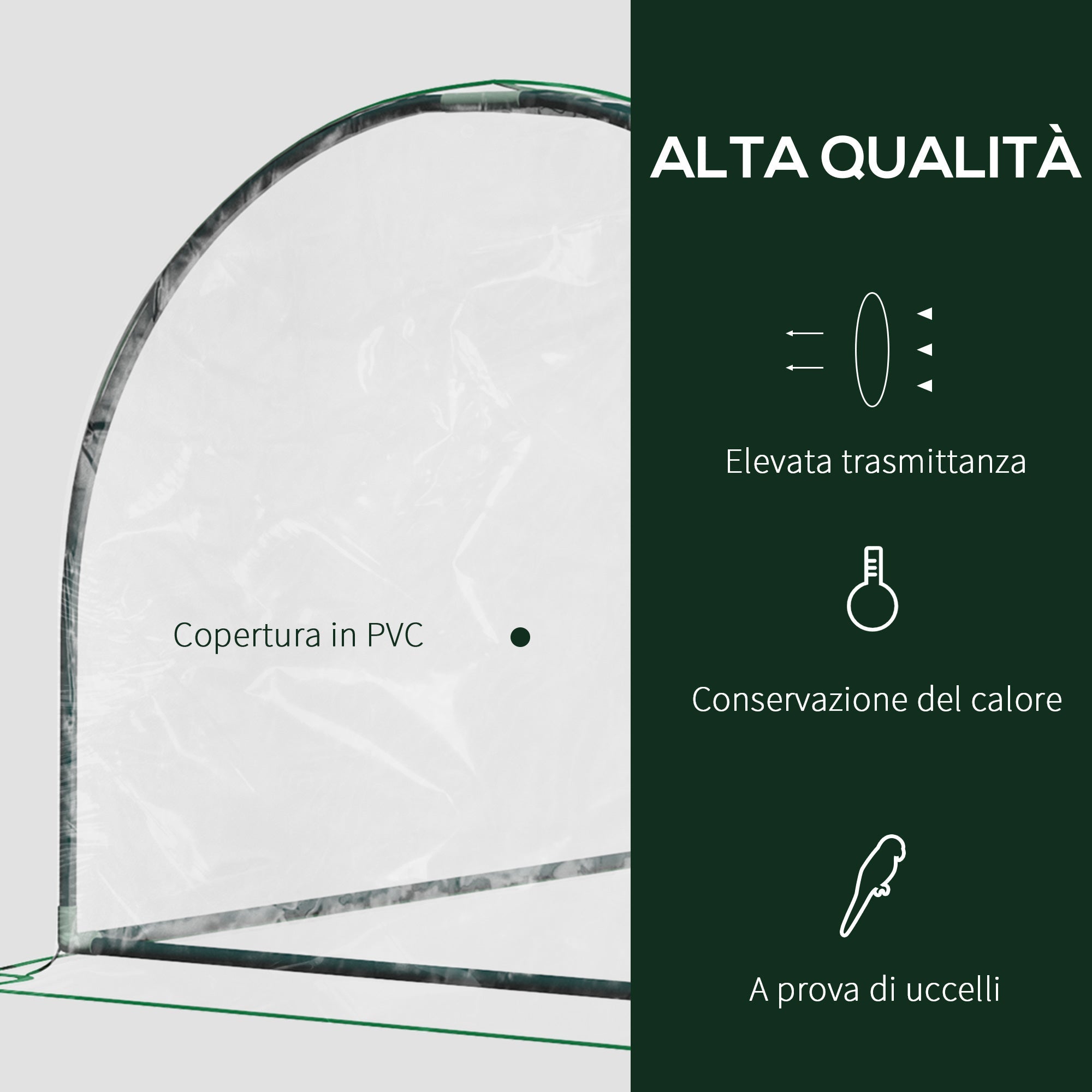 EASYCOMFORT Tunnelkas staal met PVC 200x100x80 cm transparant/groen