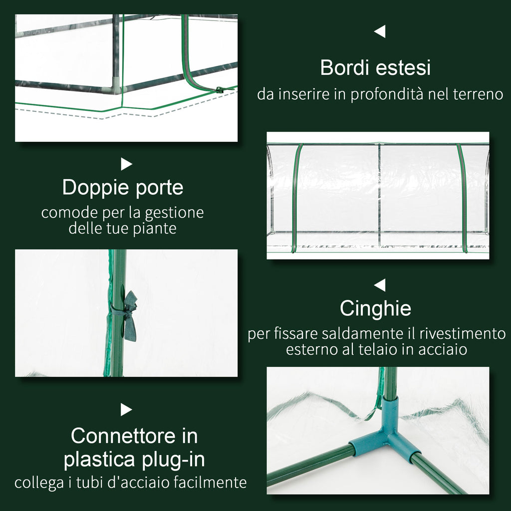 EASYCOMFORT Tunnelkas staal met PVC 200x100x80 cm transparant/groen