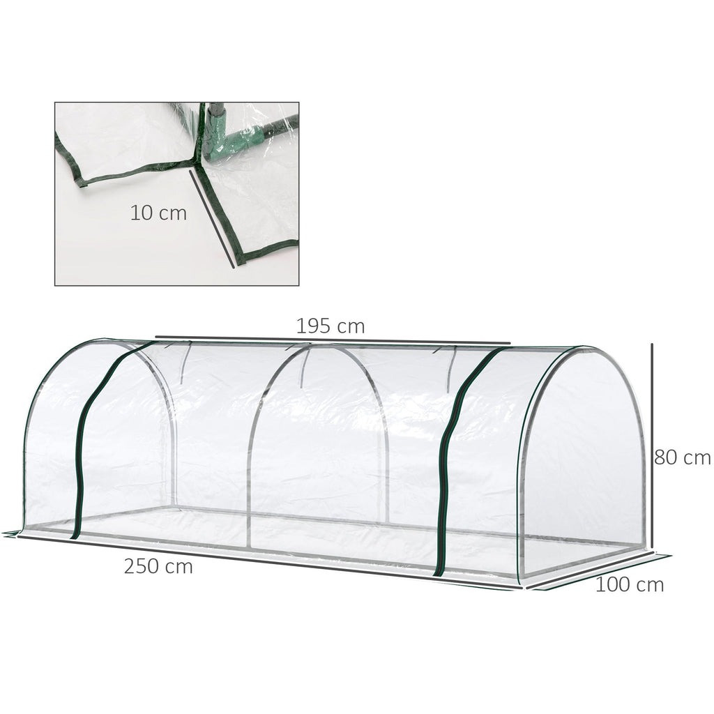 EasyComfort Oustunny serre, staal/PVC, 250x100x80 cm