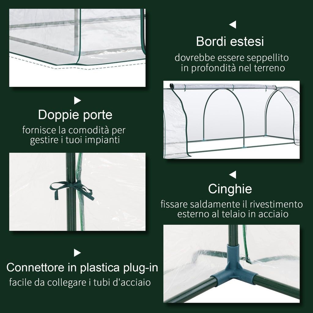 EasyComfort Oustunny serre, staal/PVC, 250x100x80 cm