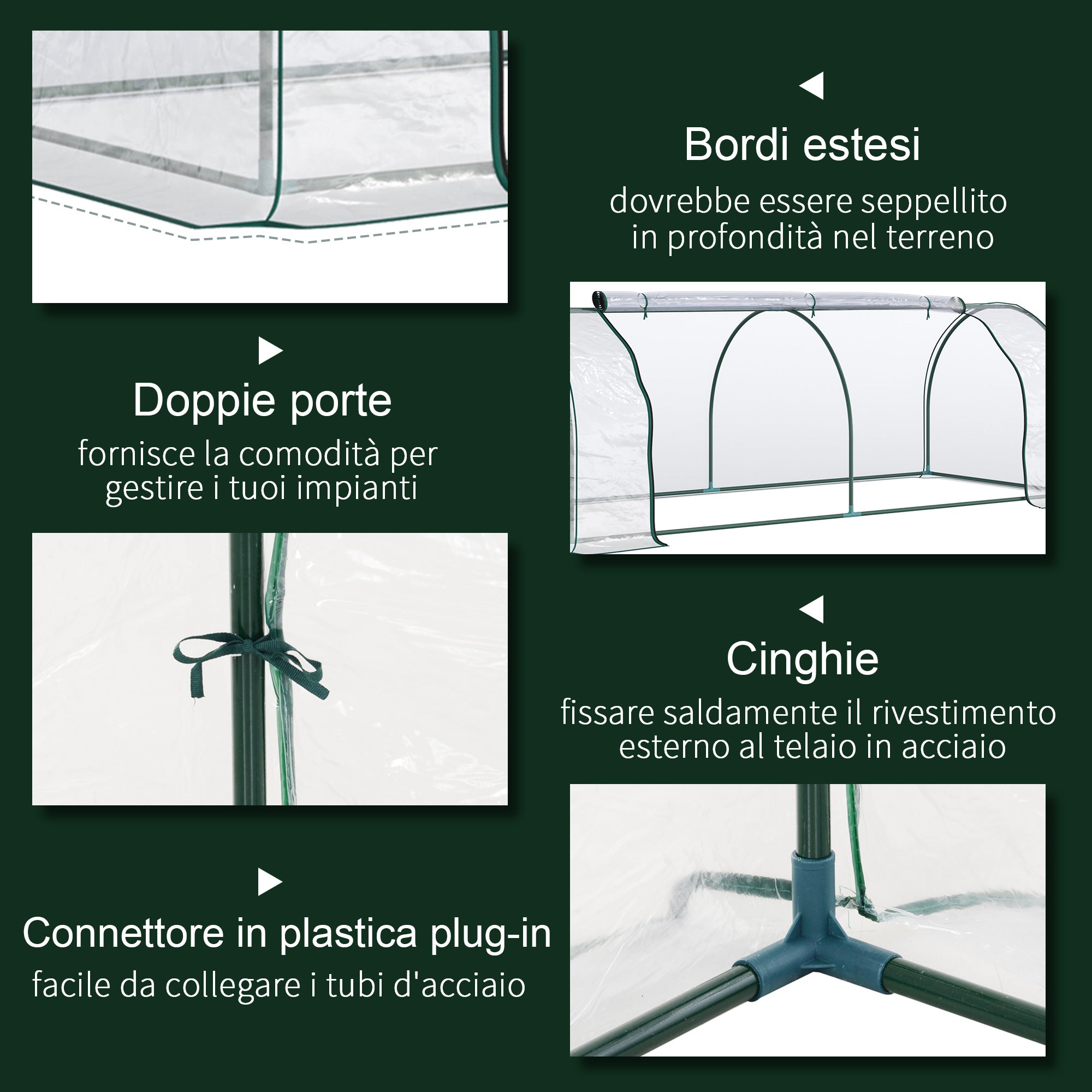 EasyComfort Oustunny serre, staal/PVC, 250x100x80 cm