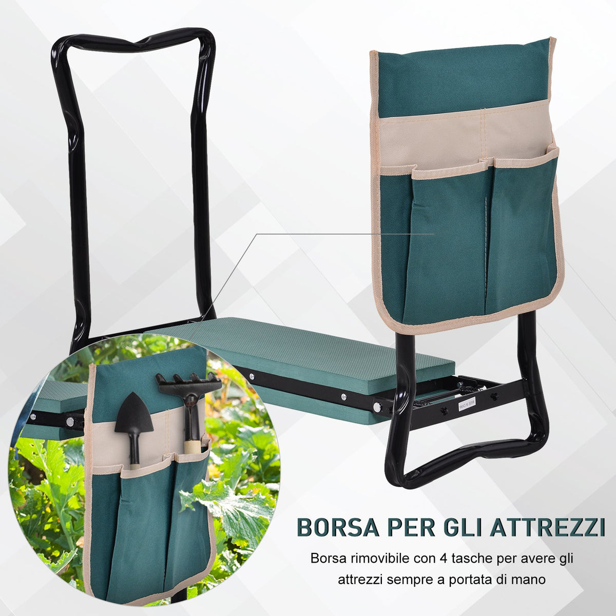 EasyComfort 2-in-1 tuinkelner en zitbank, groen/zwart
