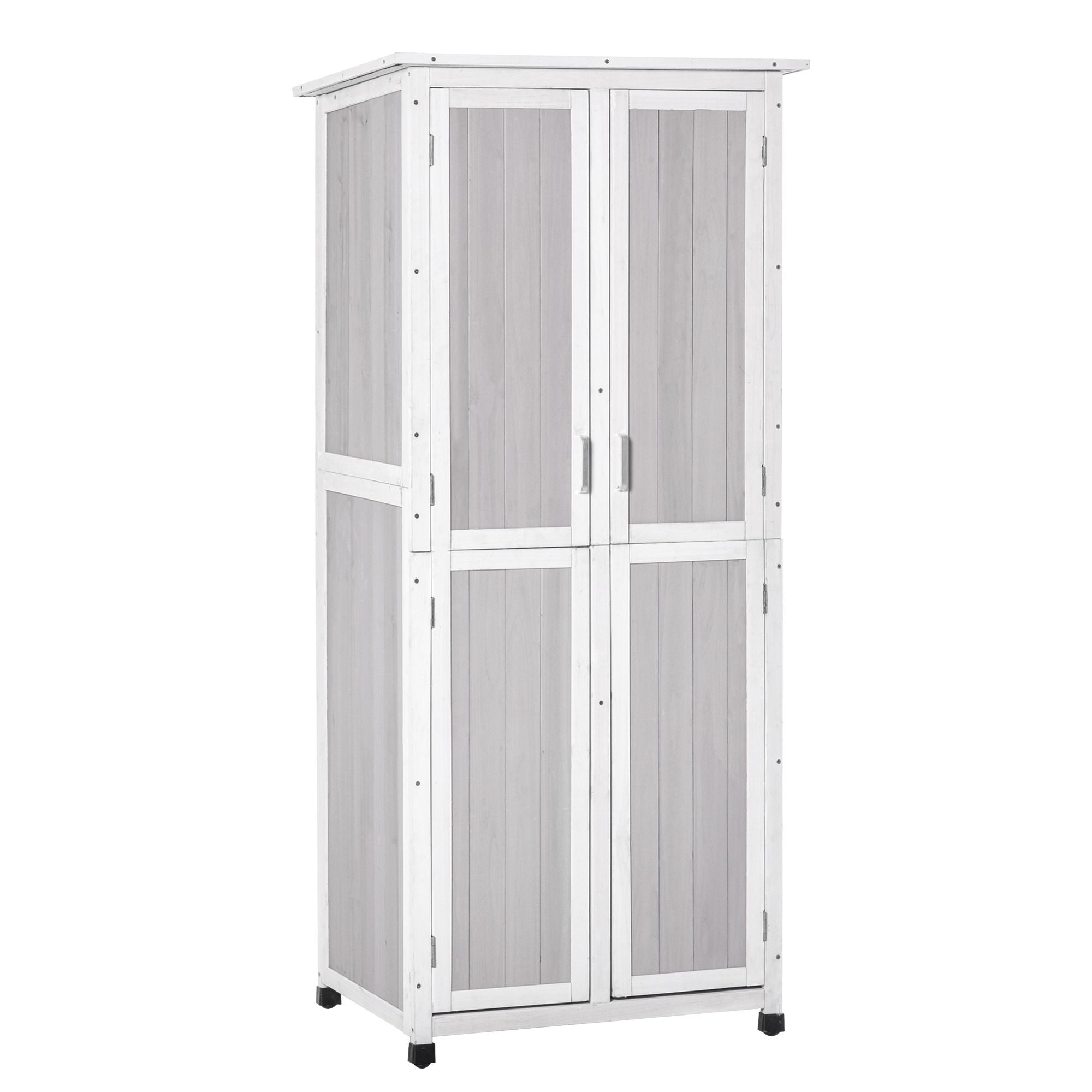 EasyComfort Casetta Porta Attrezzi in Legno di Abete a 3 Livelli with Tetto in Bitume, 77x58x175 cm, Grigio