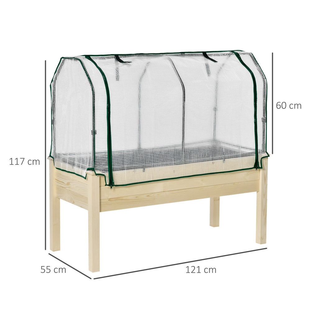 Easycomfort Letto per Orto in Cassetta with Serra da Giardino, Portapiante da Esterno in Legno e PE per Fiori e Verdure, 121x55x117cm