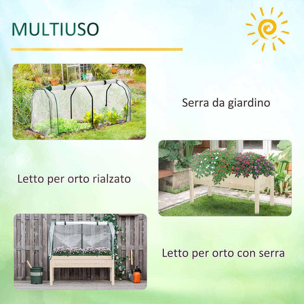 Easycomfort Letto per Orto in Cassetta with Serra da Giardino, Portapiante da Esterno in Legno e PE per Fiori e Verdure, 121x55x117cm