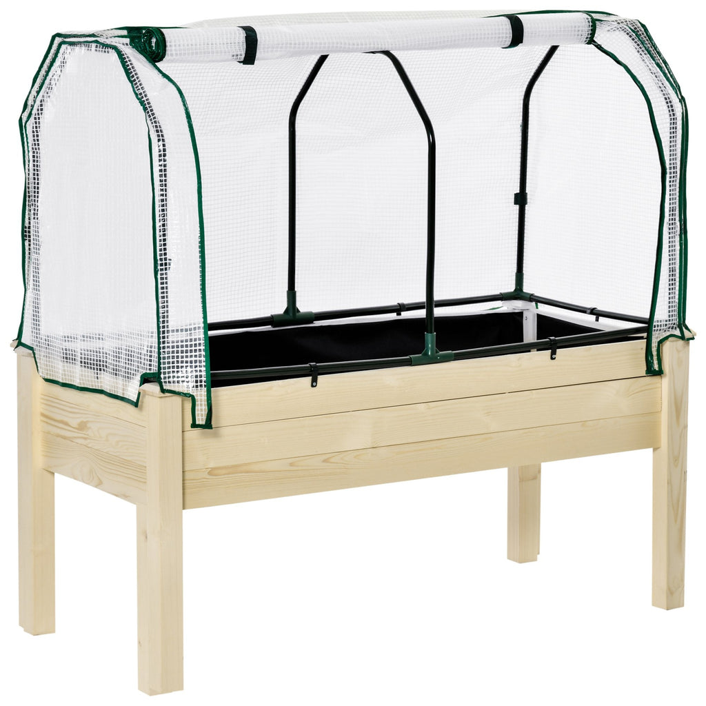 Easycomfort Letto per Orto in Cassetta with Serra da Giardino, Portapiante da Esterno in Legno e PE per Fiori e Verdure, 121x55x117cm