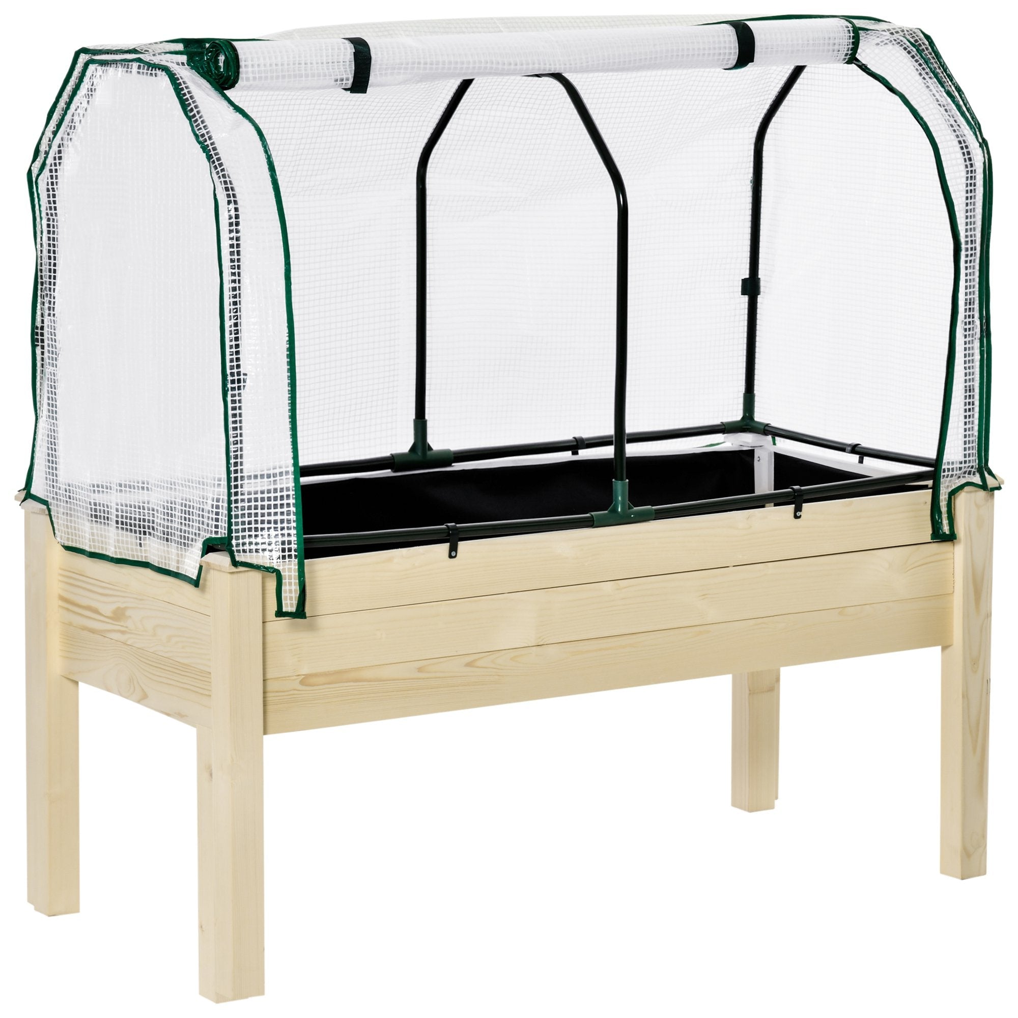 Easycomfort Letto per Orto in Cassetta with Serra da Giardino, Portapiante da Esterno in Legno e PE per Fiori e Verdure, 121x55x117cm
