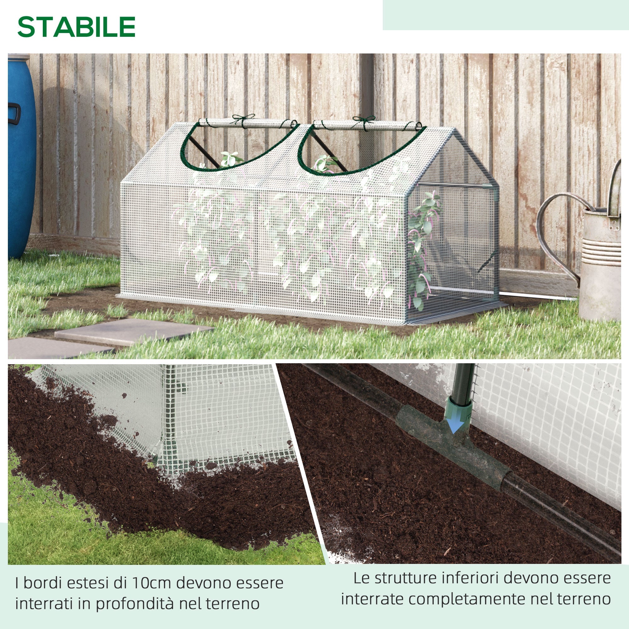 EASYCOMFORT Mini Garden Greenhouse with 2 Roller Windows and Anti-UV PE Cover, 119x60x60cm, White