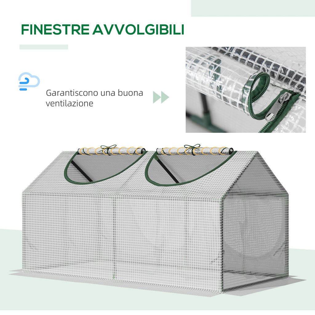 EASYCOMFORT Mini Garden Greenhouse with 2 Roller Windows and Anti-UV PE Cover, 119x60x60cm, White