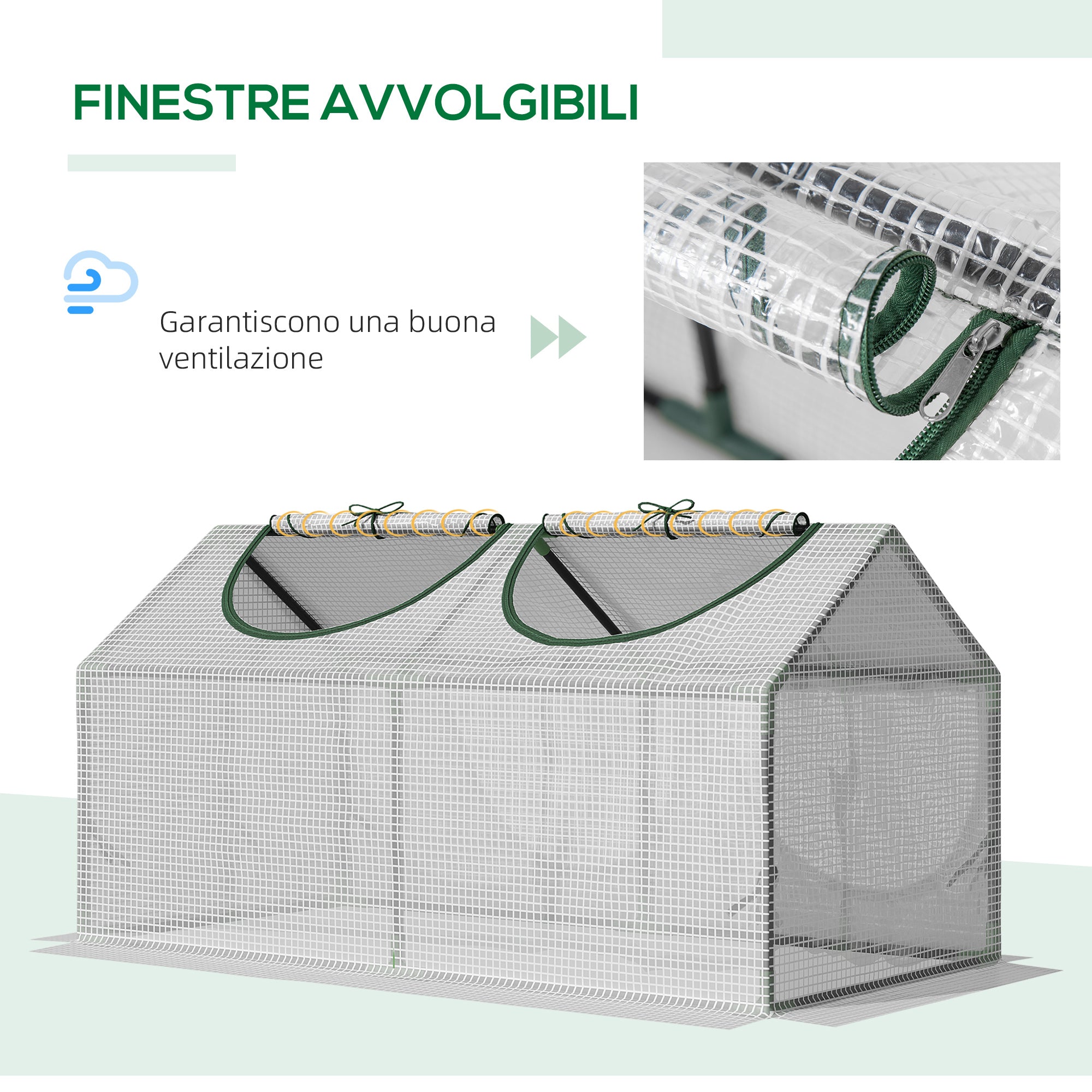 EASYCOMFORT Mini Garden Greenhouse with 2 Roller Windows and Anti-UV PE Cover, 119x60x60cm, White