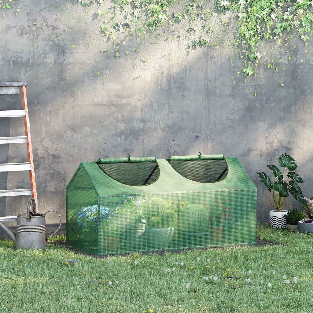 EASYCOMFORT Garden Greenhouse with PE Cover, Spikes and Extended Edges, 120x60x60cm, Green