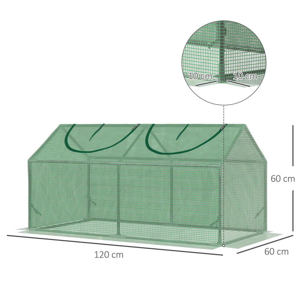 EASYCOMFORT Garden Greenhouse with PE Cover, Spikes and Extended Edges, 120x60x60cm, Green