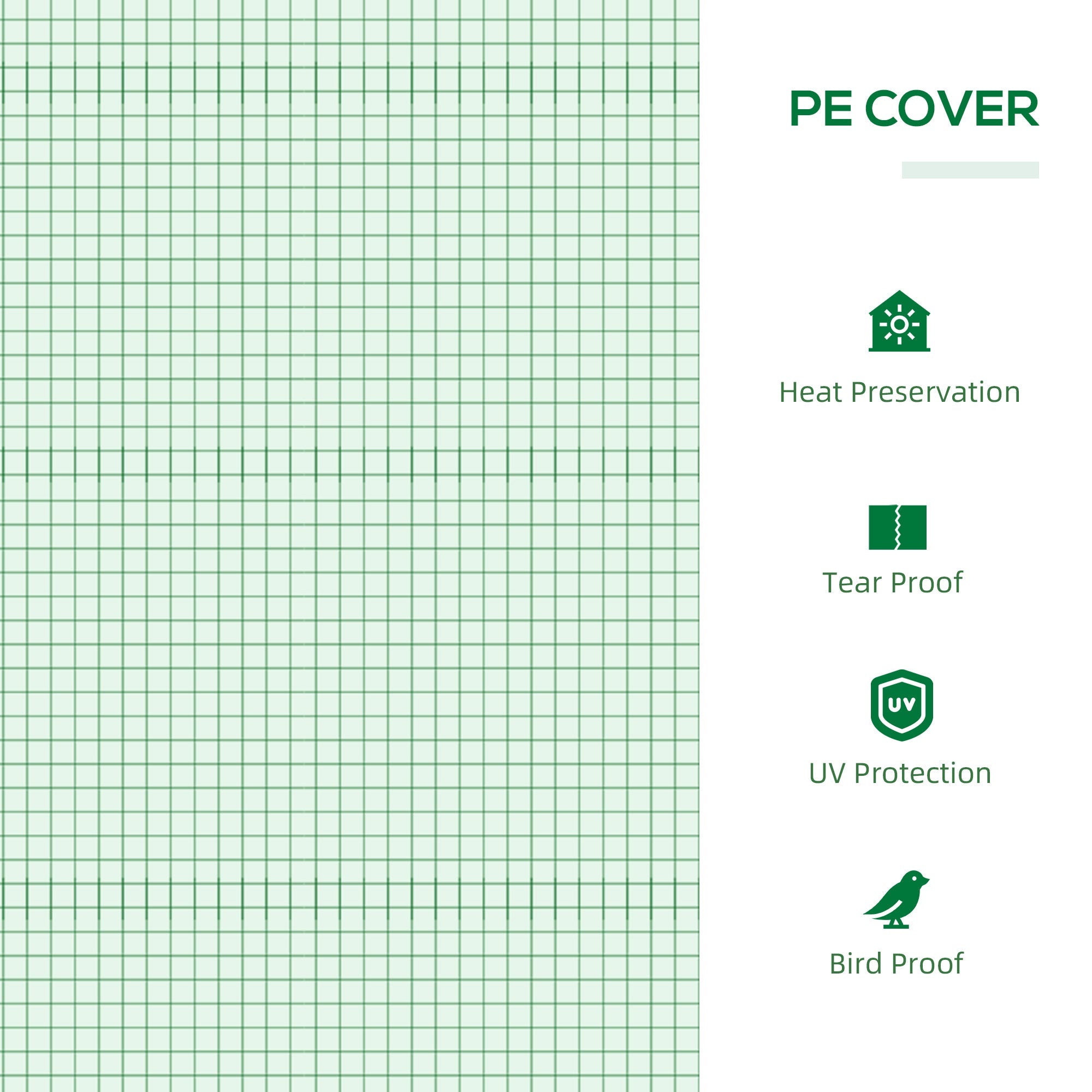 EASYCOMFORT Garden Greenhouse with PE Cover, Spikes and Extended Edges, 120x60x60cm, Green