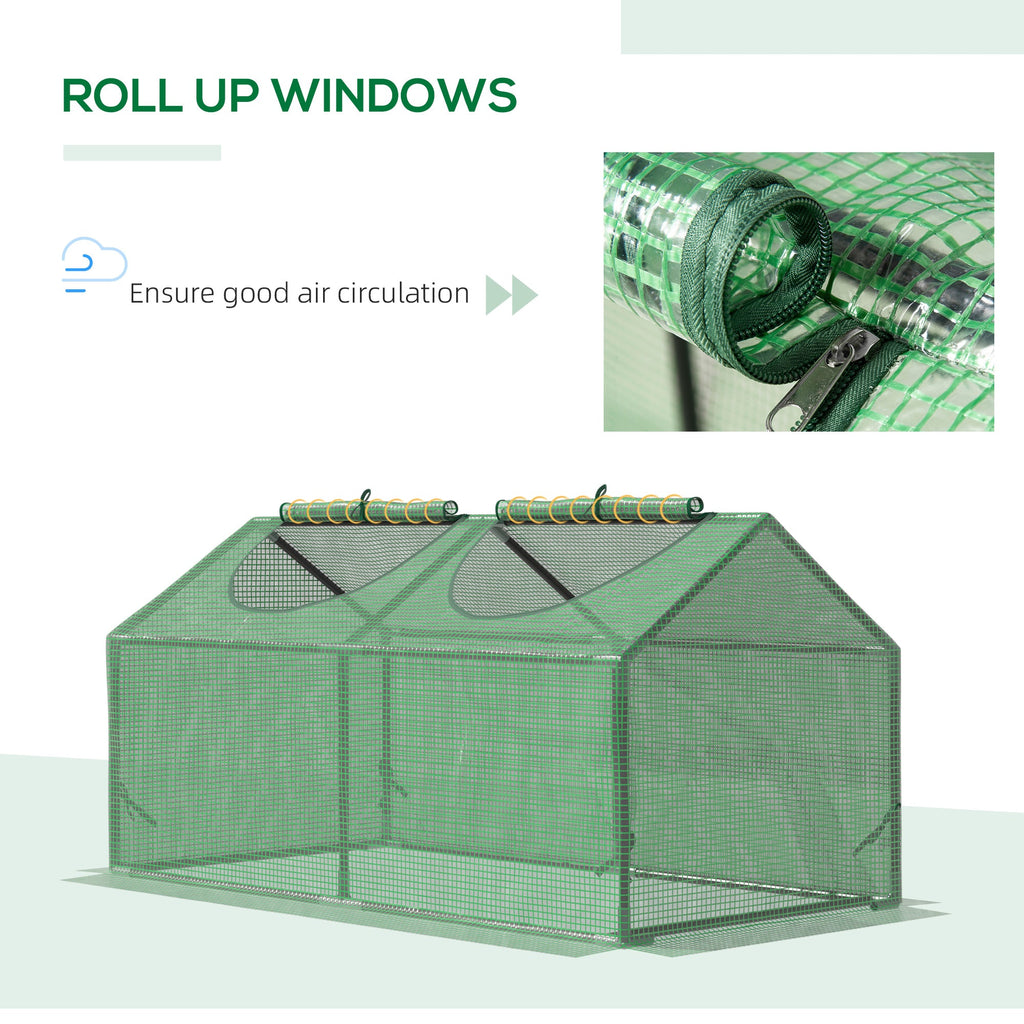 EASYCOMFORT Garden Greenhouse with PE Cover, Spikes and Extended Edges, 120x60x60cm, Green