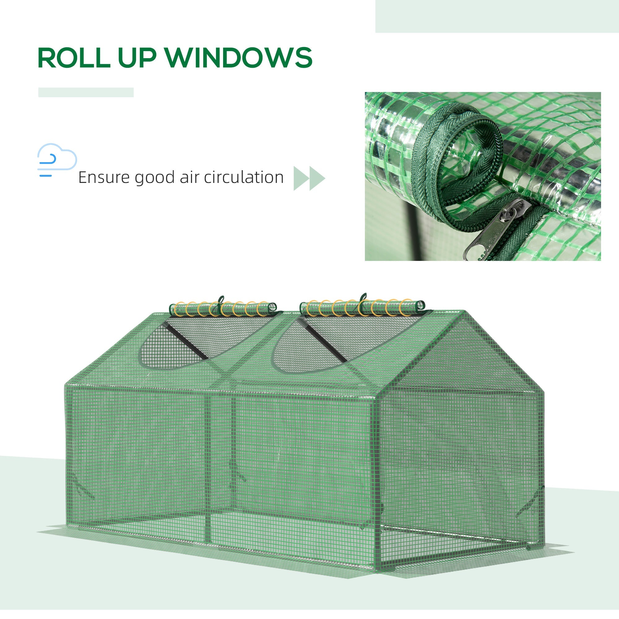 EASYCOMFORT Garden Greenhouse with PE Cover, Spikes and Extended Edges, 120x60x60cm, Green