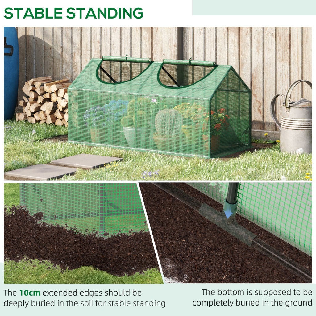 EASYCOMFORT Garden Greenhouse with PE Cover, Spikes and Extended Edges, 120x60x60cm, Green