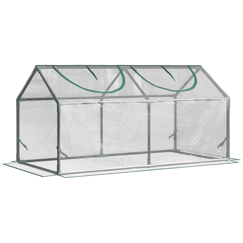 EASYCOMFORT Mini Garden Greenhouse with 2 Roller Windows and Anti-UV PVC Cover, 119x60x60cm, Transparent