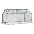 EASYCOMFORT Mini Garden Greenhouse with 2 Roller Windows and Anti-UV PVC Cover, 119x60x60cm, Transparent