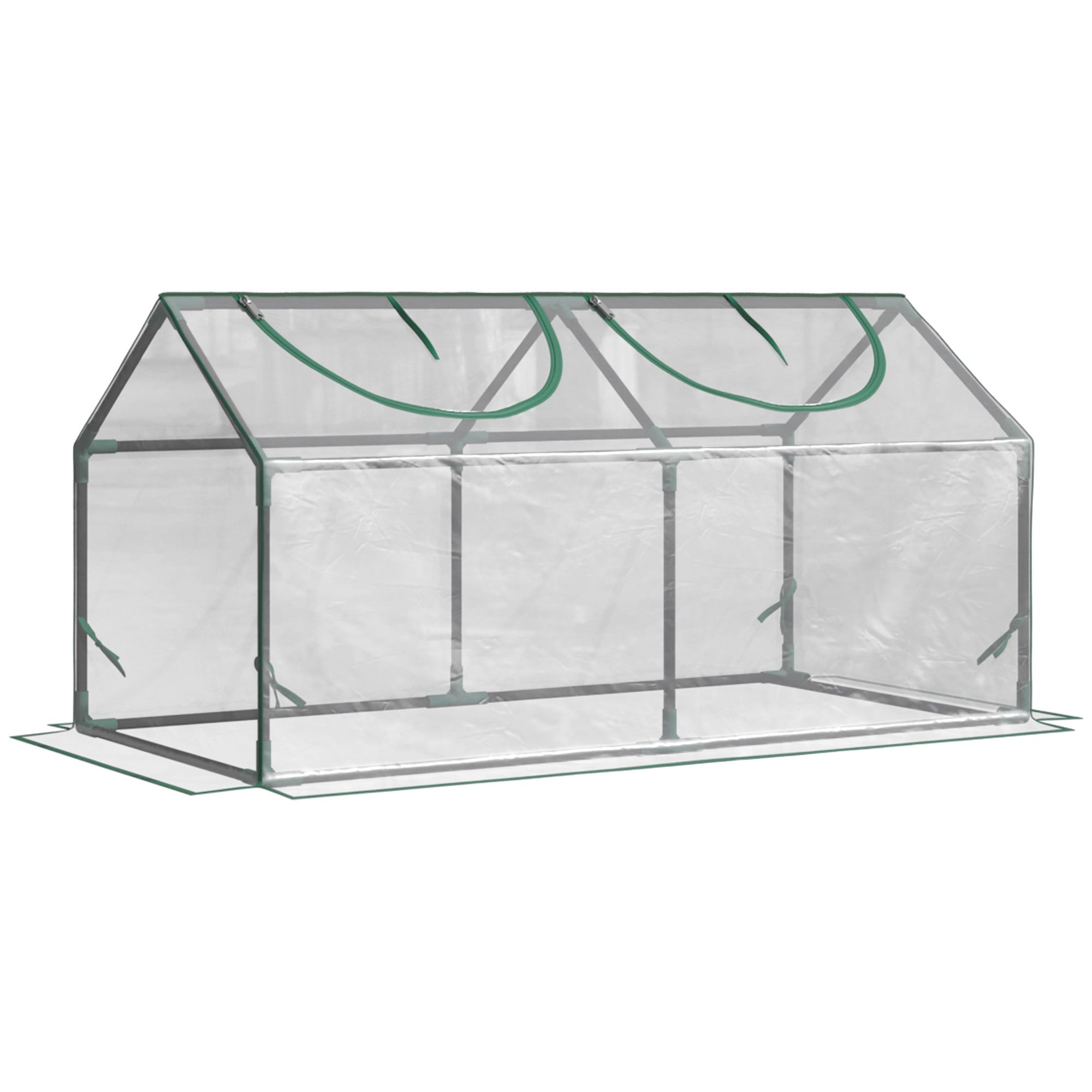 EASYCOMFORT Mini Garden Greenhouse with 2 Roller Windows and Anti-UV PVC Cover, 119x60x60cm, Transparent