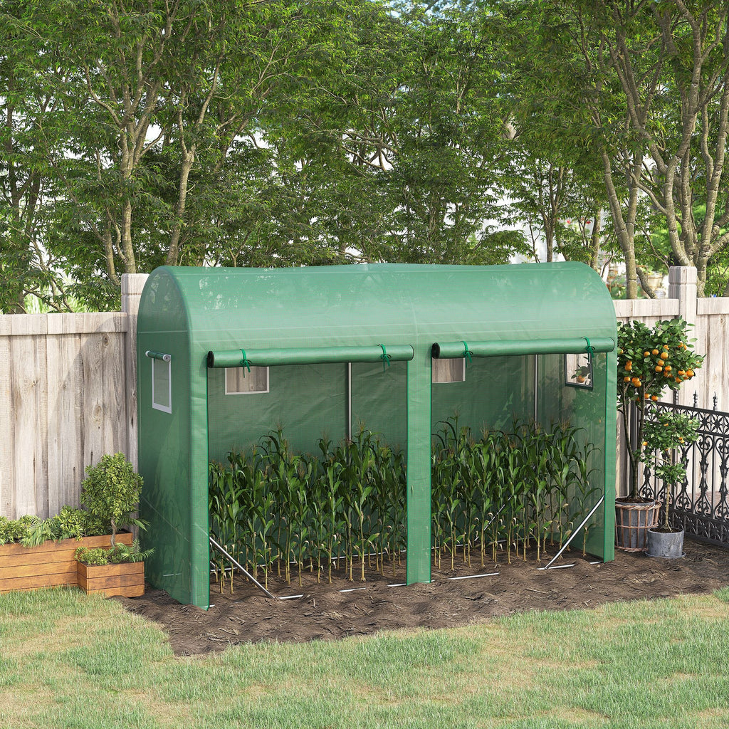 EASYCOMFORT Garden Tunnel Greenhouse for Plants and Vegetable Gardens, Balcony Greenhouse with 2 Roller Doors and 4 Windows, PE Covering Steel Structure, 3x1x2m