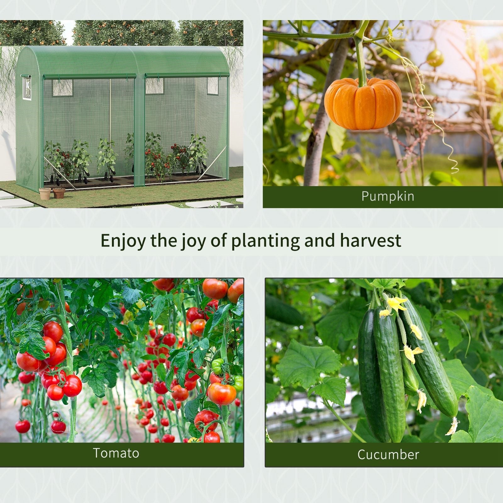 EASYCOMFORT Garden Tunnel Greenhouse for Plants and Vegetable Gardens, Balcony Greenhouse with 2 Roller Doors and 4 Windows, PE Covering Steel Structure, 3x1x2m