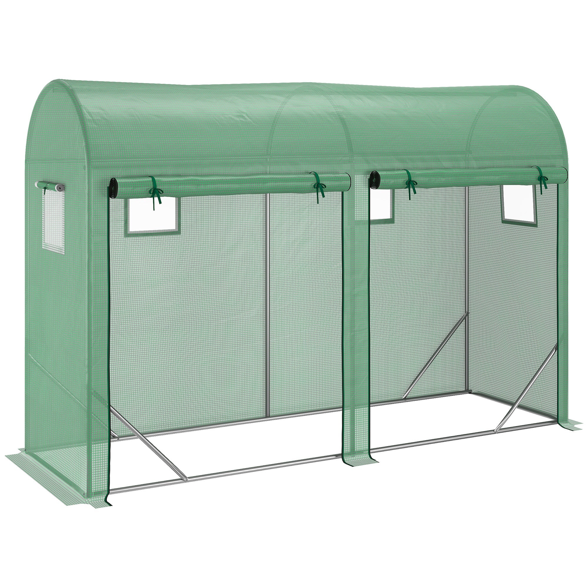 EASYCOMFORT Garden Tunnel Greenhouse for Plants and Vegetable Gardens, Balcony Greenhouse with 2 Roller Doors and 4 Windows, PE Covering Steel Structure, 3x1x2m