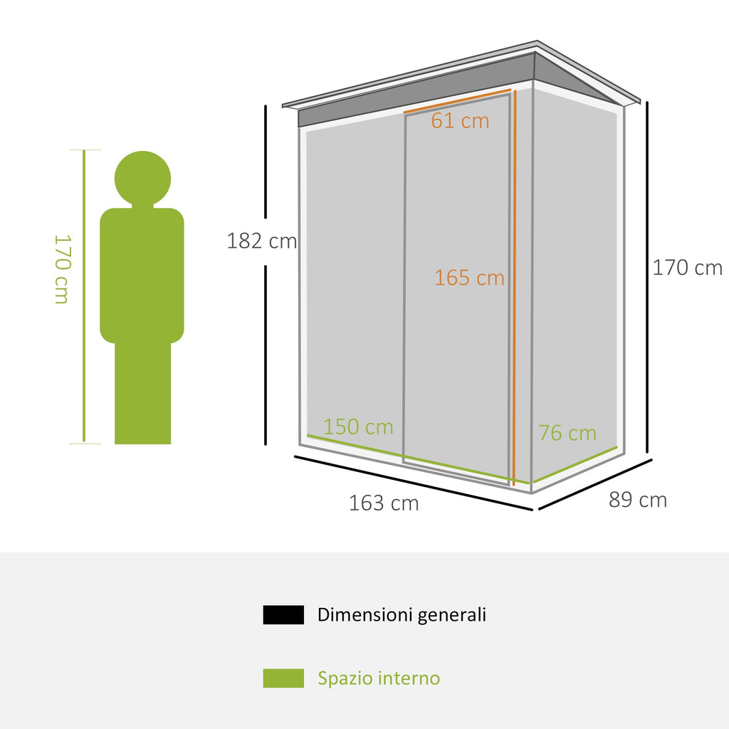 EasyComfort Tuinopbergkast 163x89x182 cm zwart