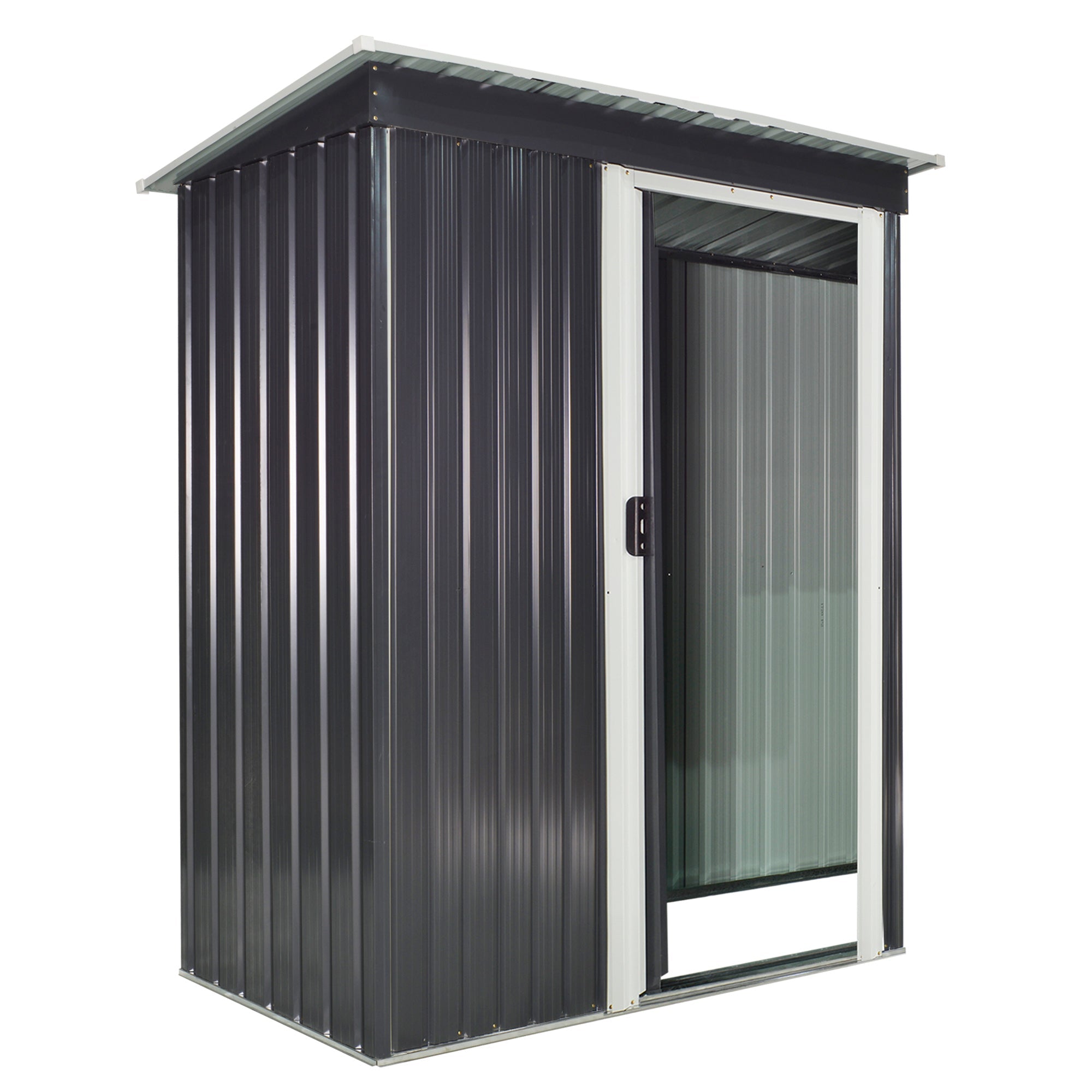 EASYCOMFORT Garden Shed Tool Holder in Sheet Steel, Steel Garden Shed with Sliding Doors, 163x89x182cm, Black