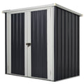 EASYCOMFORT Garden Shed in Sheet Steel with Double Door, 147x86x134cm, Black and White