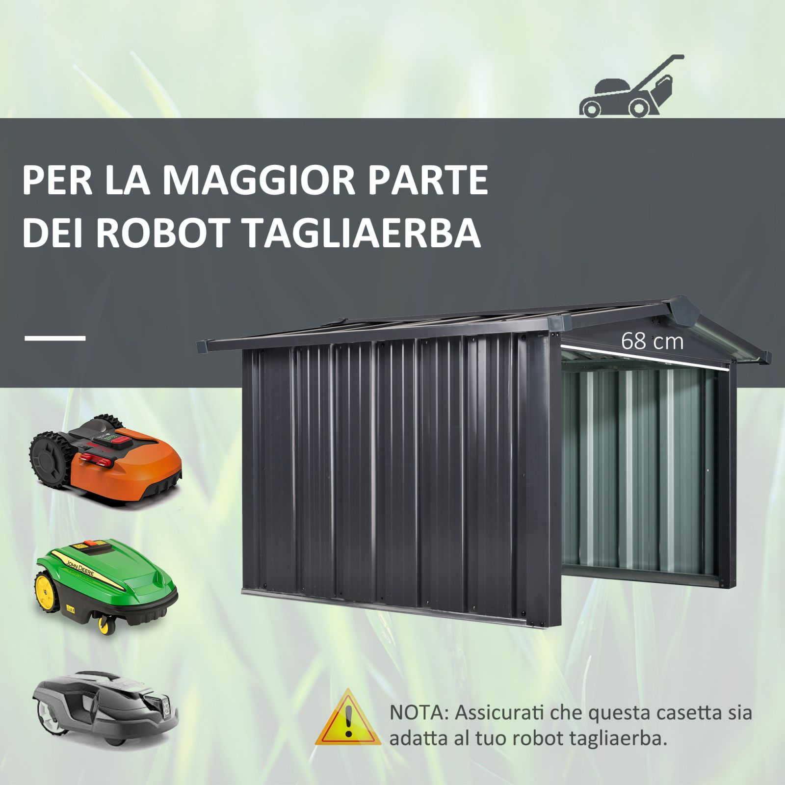 EASYCOMFORT Garage for Garden Robot Mowers in Galvanized Steel