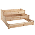 EASYCOMFORT Raised Garden Bed with 3 Levels in Natural Wood, Outdoor Raised Planter for Plants, 124x124x56cm