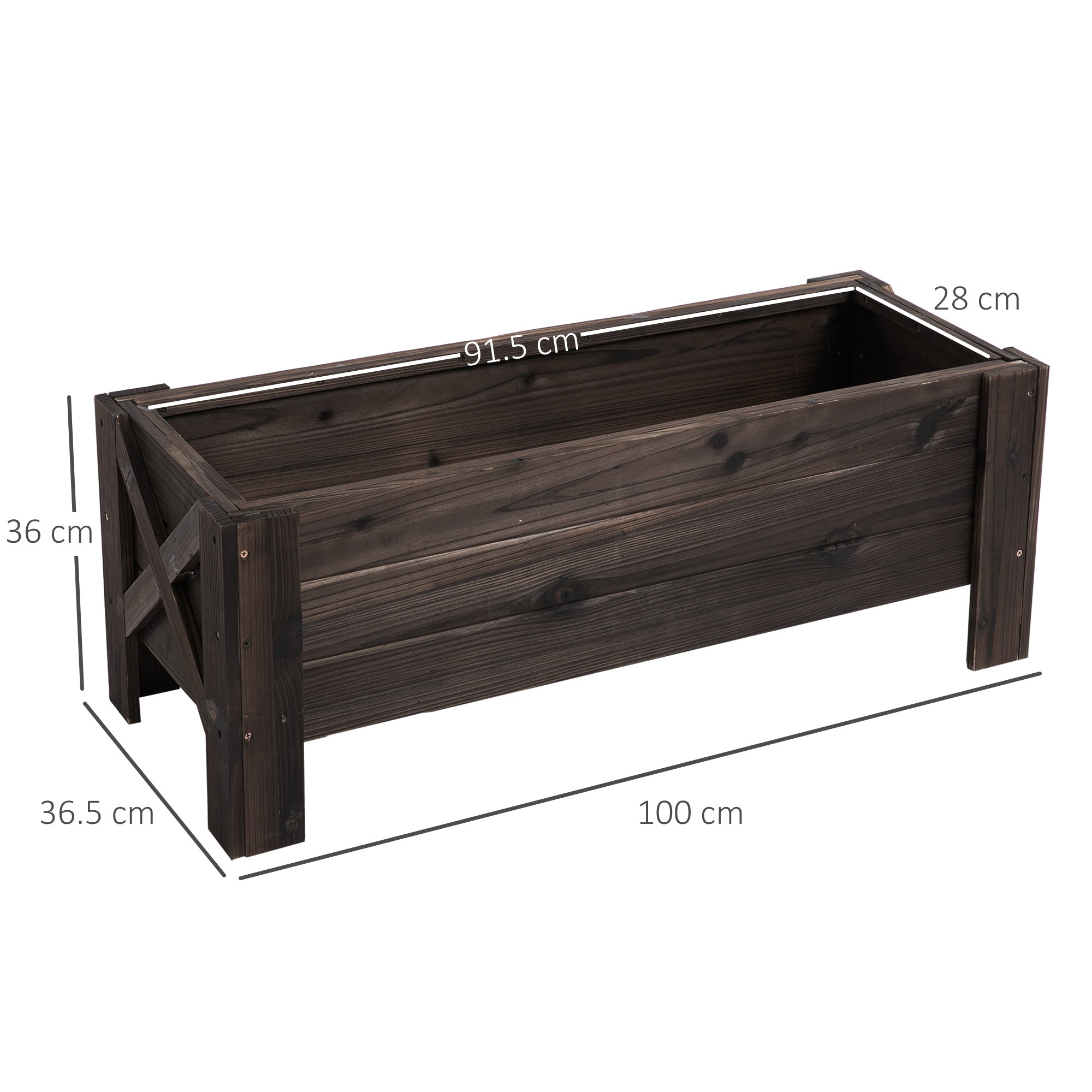 EASYCOMFORT Raised Garden Bed and Rectangular Outdoor Planter, 100x36.5x36cm