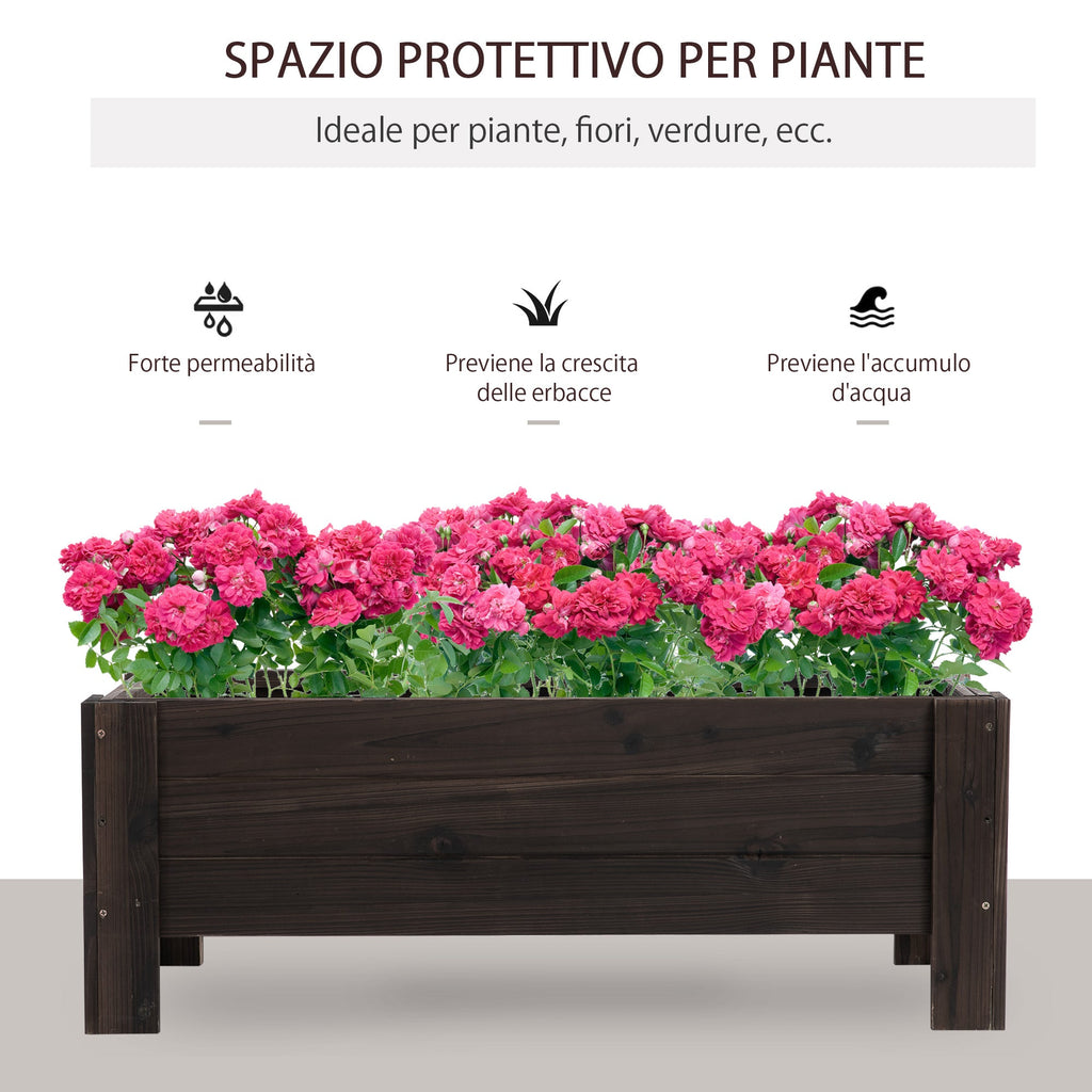 EASYCOMFORT Raised Garden Bed and Rectangular Outdoor Planter, 100x36.5x36cm