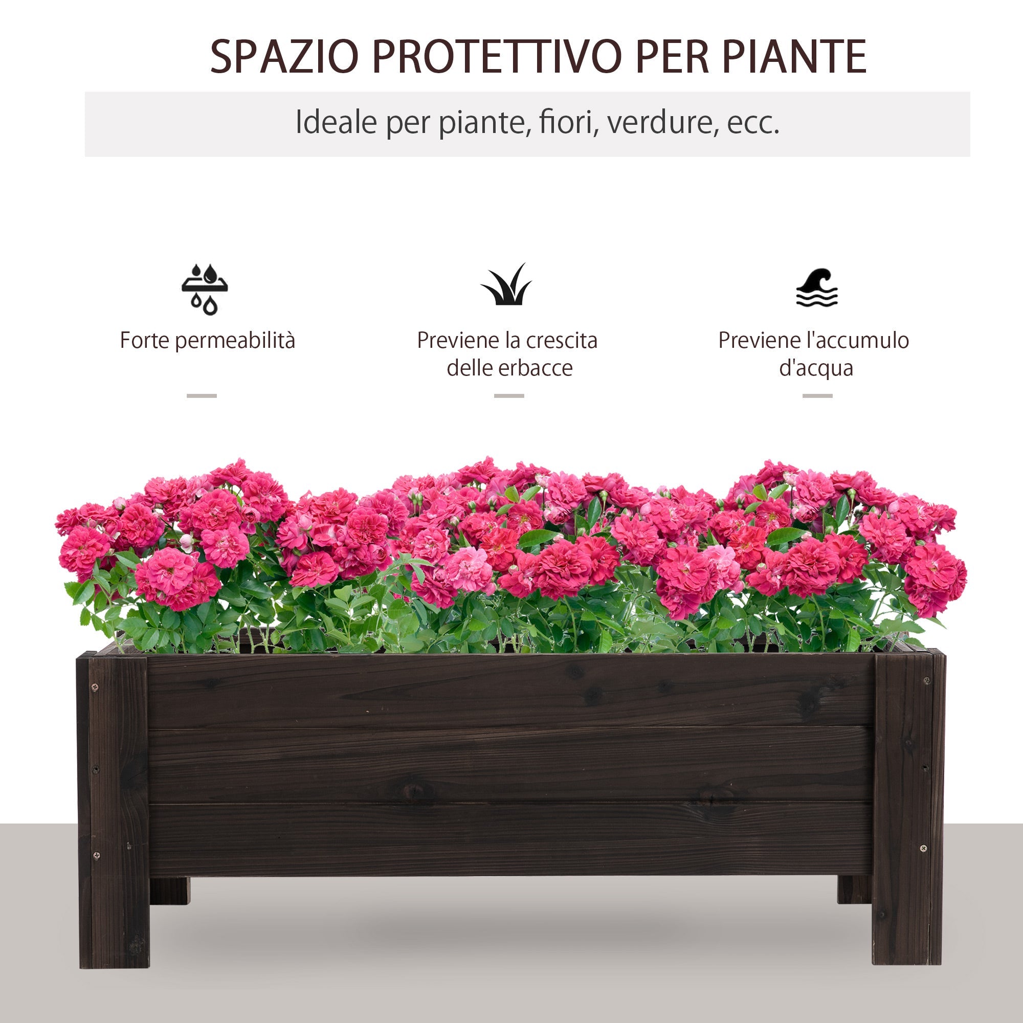 EASYCOMFORT Raised Garden Bed and Rectangular Outdoor Planter, 100x36.5x36cm